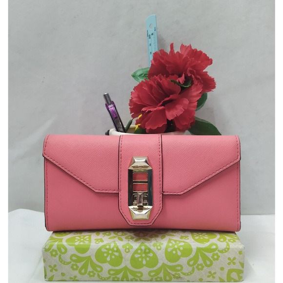 Rebecca Minkoff Handbags - Rebecca Minkoff Pink Leather Tunlock Credit Card ID Window Bifold Wallet